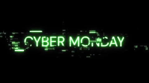 3D rendering cyber monday text with screen effects of technological glitches イラスト素材