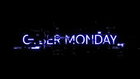 3D rendering cyber monday text with screen effects of technological glitches 库存插图