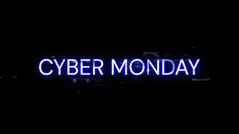 3D rendering cyber monday text with screen effects of technological glitches 스톡 일러스트