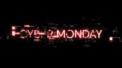 3D rendering cyber monday text with screen effects of technological glitches 스톡 일러스트