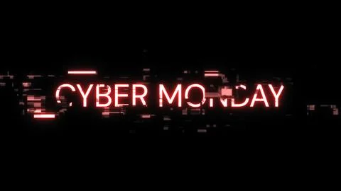 3D rendering cyber monday text with screen effects of technological glitches Stock Illustration