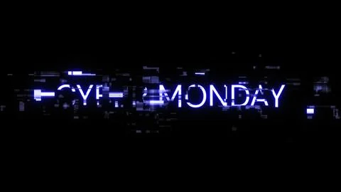 3D rendering cyber monday text with screen effects of technological glitches イラスト素材