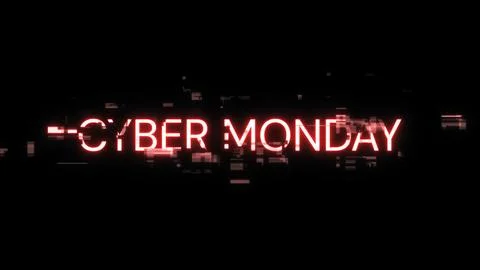 3D rendering cyber monday text with screen effects of technological glitches Stock Illustration