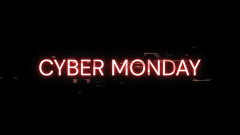 3D rendering cyber monday text with screen effects of technological glitches Stock Illustration