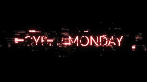 3D rendering cyber monday text with screen effects of technological glitches イラスト素材