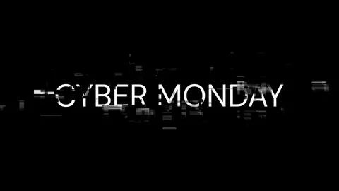 3D rendering cyber monday text with screen effects of technological glitches 스톡 일러스트