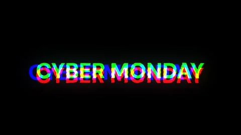 3D rendering cyber monday text with screen effects of technological glitches 스톡 일러스트