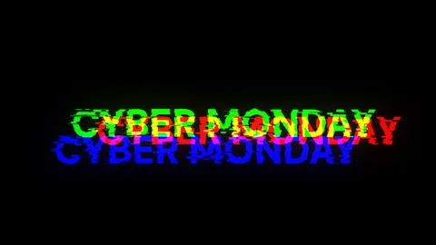 3D rendering cyber monday text with screen effects of technological glitches Stock Illustration