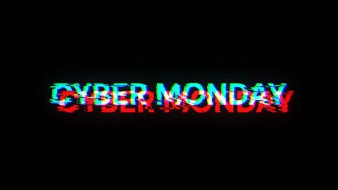 3D rendering cyber monday text with screen effects of technological glitches Stock Illustration