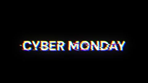 3D rendering cyber monday text with screen effects of technological glitches Stock Illustration