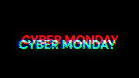 3D rendering cyber monday text with screen effects of technological glitches Stock Illustration