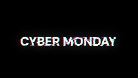 3D rendering cyber monday text with screen effects of technological glitches Illustrazione stock