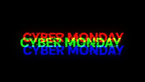 3D rendering cyber monday text with screen effects of technological glitches 스톡 일러스트
