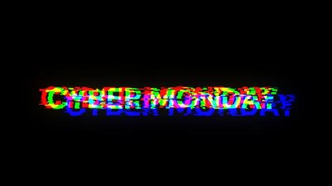 3D rendering cyber monday text with screen effects of technological glitches Stock Illustration