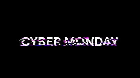 3D rendering cyber monday text with screen effects of technological glitches Stock Illustration
