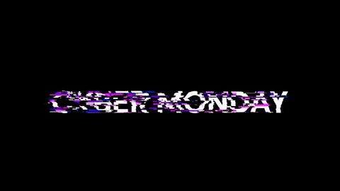 3D rendering cyber monday text with screen effects of technological glitches Stock Illustration