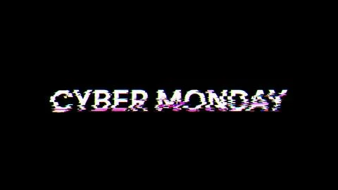 3D rendering cyber monday text with screen effects of technological glitches Stock Illustration