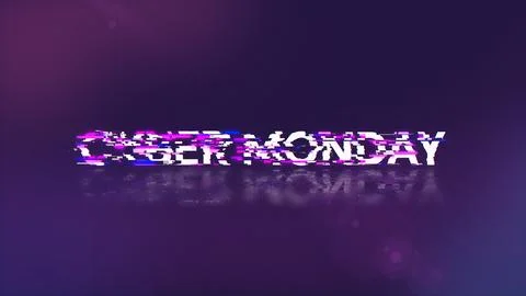 3D rendering cyber monday text with screen effects of technological glitches Stock Illustration