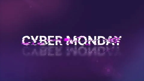3D rendering cyber monday text with screen effects of technological glitches イラスト素材