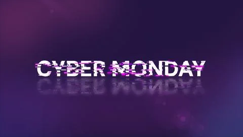 3D rendering cyber monday text with screen effects of technological glitches Stock Illustration