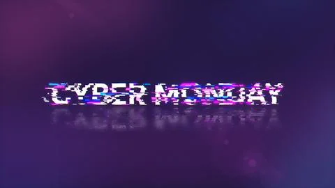 3D rendering cyber monday text with screen effects of technological glitches Stock Illustration