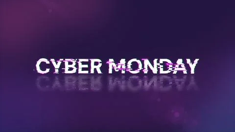 3D rendering cyber monday text with screen effects of technological glitches Illustrazione stock