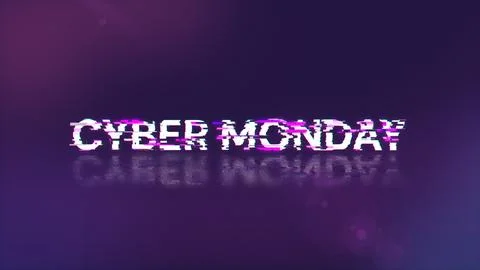 3D rendering cyber monday text with screen effects of technological glitches Stock Illustration
