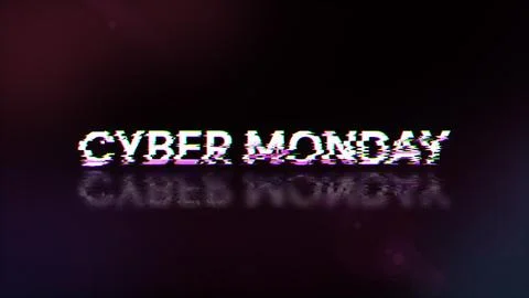 3D rendering cyber monday text with screen effects of technological glitches Stock Illustration
