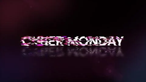 3D rendering cyber monday text with screen effects of technological glitches Stock Illustration