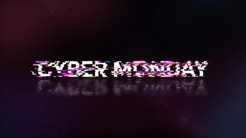 3D rendering cyber monday text with screen effects of technological glitches Stock Illustration