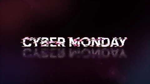 3D rendering cyber monday text with screen effects of technological glitches 스톡 일러스트