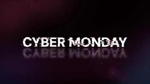 3D rendering cyber monday text with screen effects of technological glitches Stock Illustration