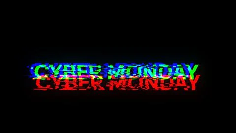 3D rendering cyber monday text with screen effects of technological glitches 스톡 일러스트