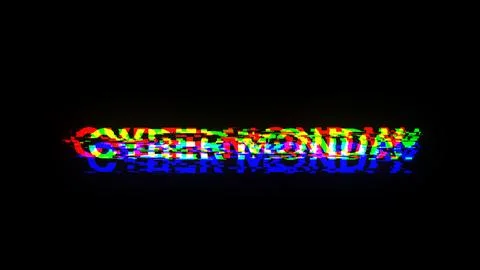 3D rendering cyber monday text with screen effects of technological glitches イラスト素材