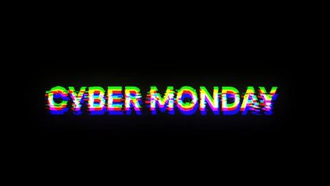 3D rendering cyber monday text with screen effects of technological glitches Stock Illustration