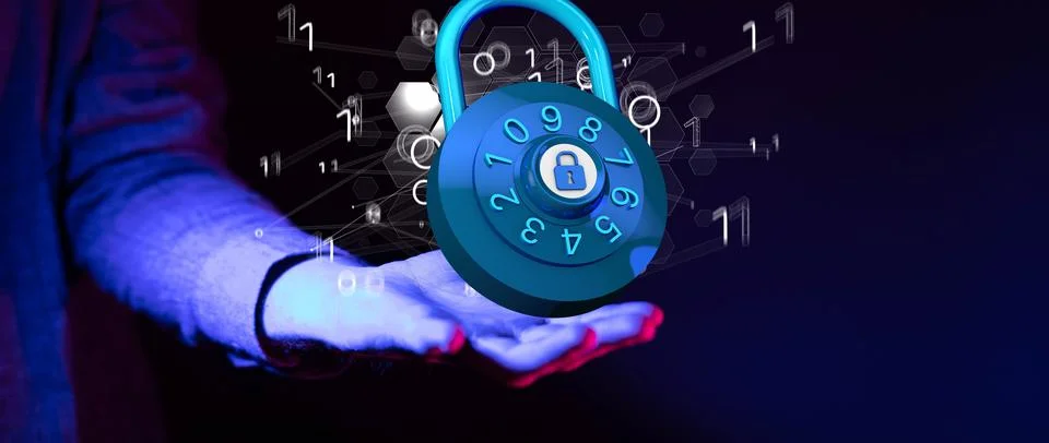 A 3D rendering of cyber security data protection business technology privacy  Stock Photos