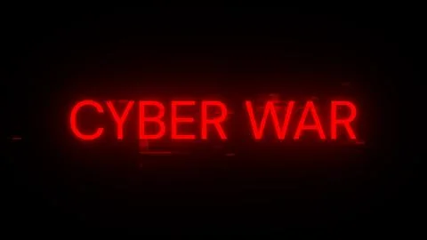 3D rendering cyber war text with screen effects of technological glitches イラスト素材