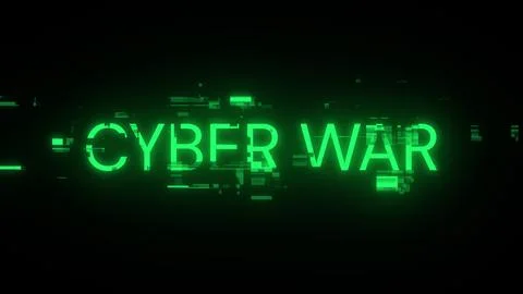 3D rendering cyber war text with screen effects of technological glitches Stock-Illustration