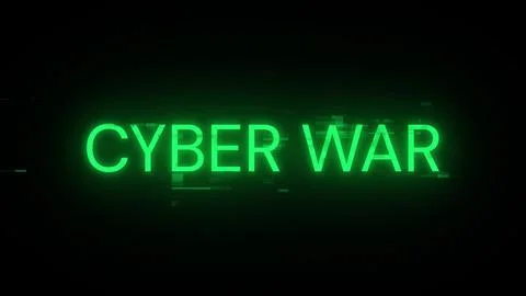 3D rendering cyber war text with screen effects of technological glitches Stock Illustration