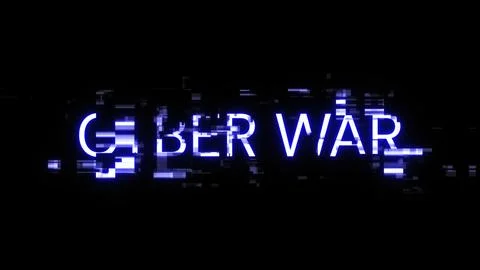 3D rendering cyber war text with screen effects of technological glitches Stock Illustration