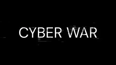 3D rendering cyber war text with screen effects of technological glitches Stock Illustration