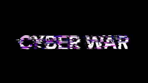 3D rendering cyber war text with screen effects of technological glitches イラスト素材