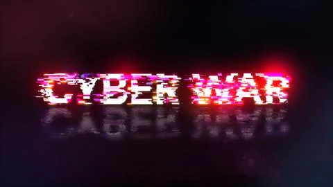 3D rendering cyber war text with screen effects of technological glitches イラスト素材
