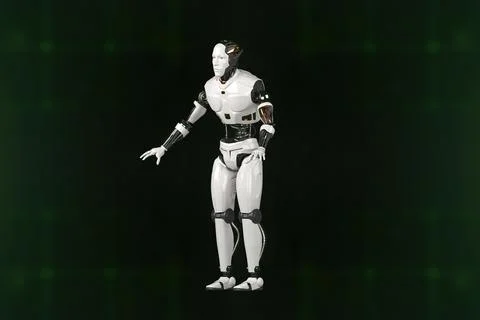 3d rendering of Cybernetic Symphony, Robots orchestrating a harmony in the .. 스톡 일러스트