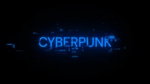 3D rendering Cyberpunk text with screen effects of technological glitches 스톡 일러스트