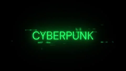 3D rendering Cyberpunk text with screen effects of technological glitches 스톡 일러스트