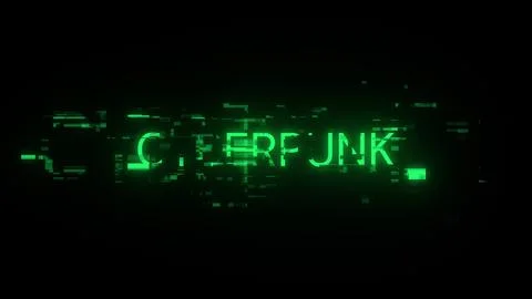 3D rendering Cyberpunk text with screen effects of technological glitches Stock Illustration