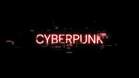 3D rendering Cyberpunk text with screen effects of technological glitches イラスト素材