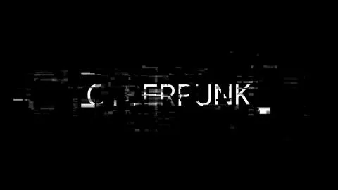 3D rendering Cyberpunk text with screen effects of technological glitches Stock Illustration