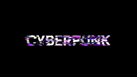 3D rendering Cyberpunk text with screen effects of technological glitches Stock-Illustration